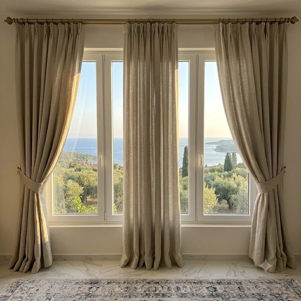 Restoration Hardware Linen Curtains Mist Belgian Heavyweight Textured 50x120 x3